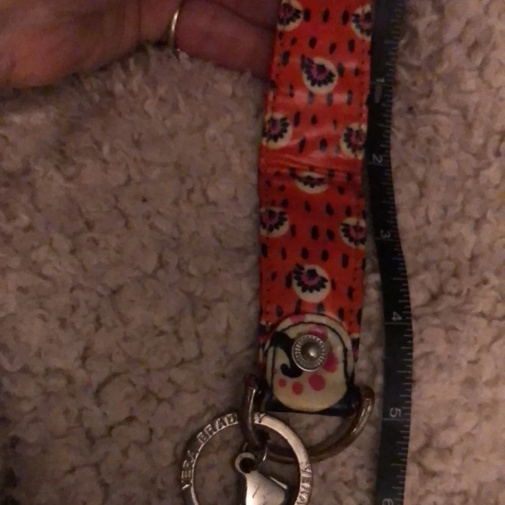 Vera Bradley colorful keychain with clip and snap strap